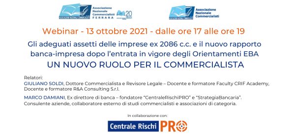 Evento centrale rischi pro normativa EBA 13 ottobre 2021 anc Ferrara